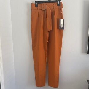Women's Orange Belted Chinos